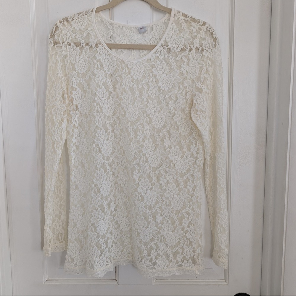 Floral Lace Sheer Top SIZE M/L Fairy Festival Boho Mesh‎ Layer Unbranded Ivory
